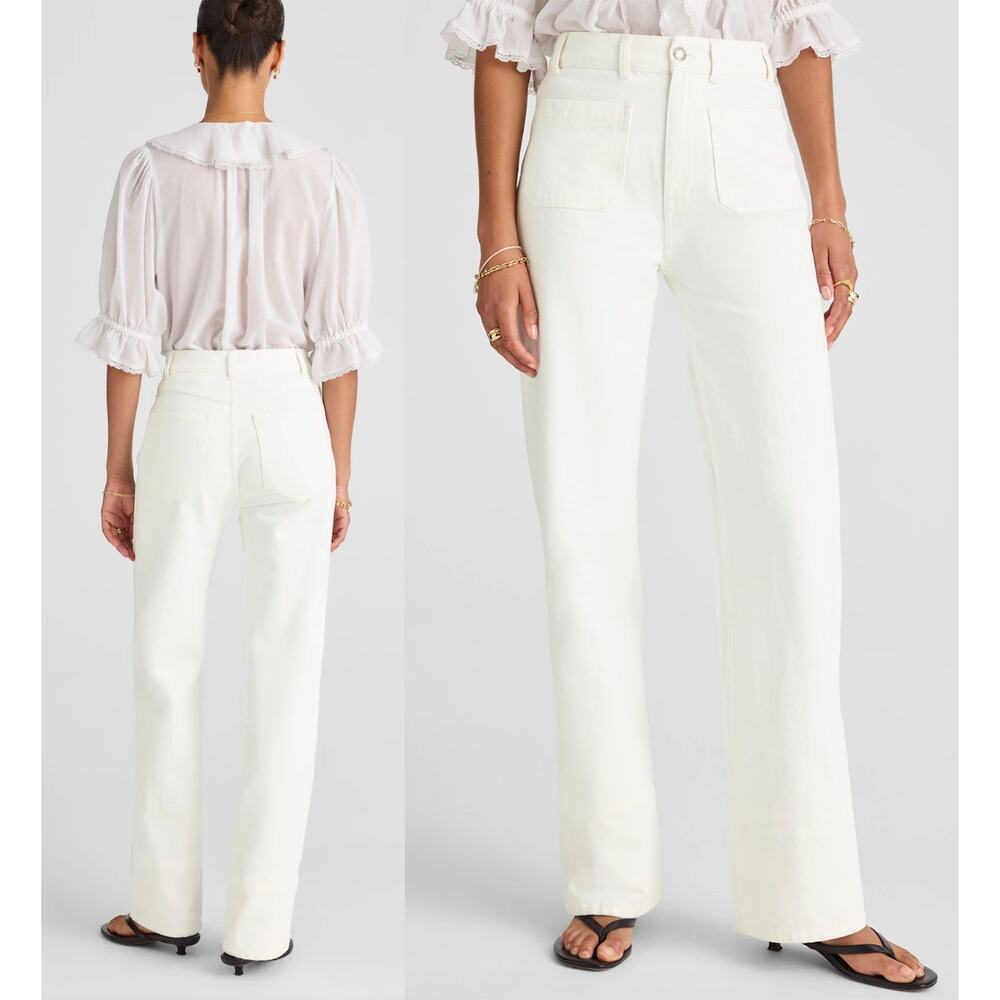 Madewell |‎ NWT Cleo Straight Jean Patch Pocket White Denim | Sz 26
